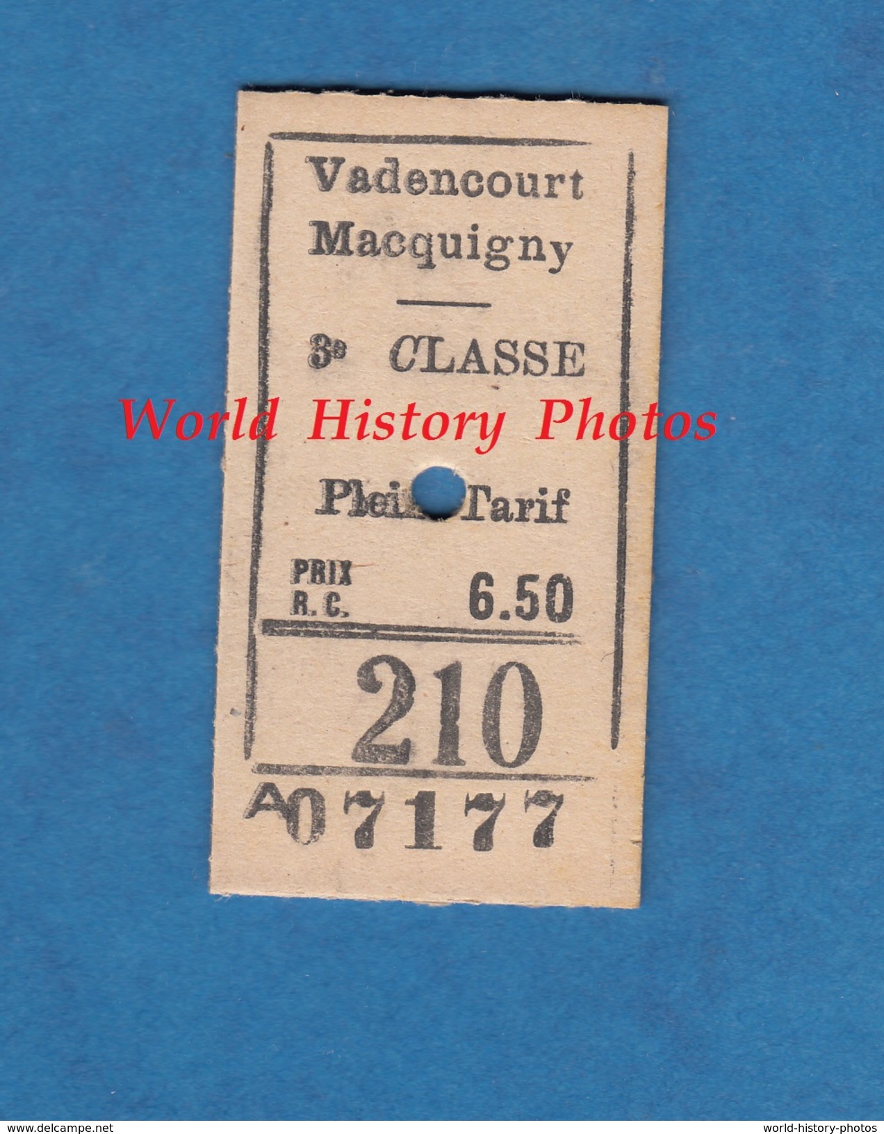 Ticket Ancien De Train - Trajet 3e Classe - VADENCOURT / MACQUIGNY - Chemin De Fer De L' Aisne - Bahn Gare Est - Europe