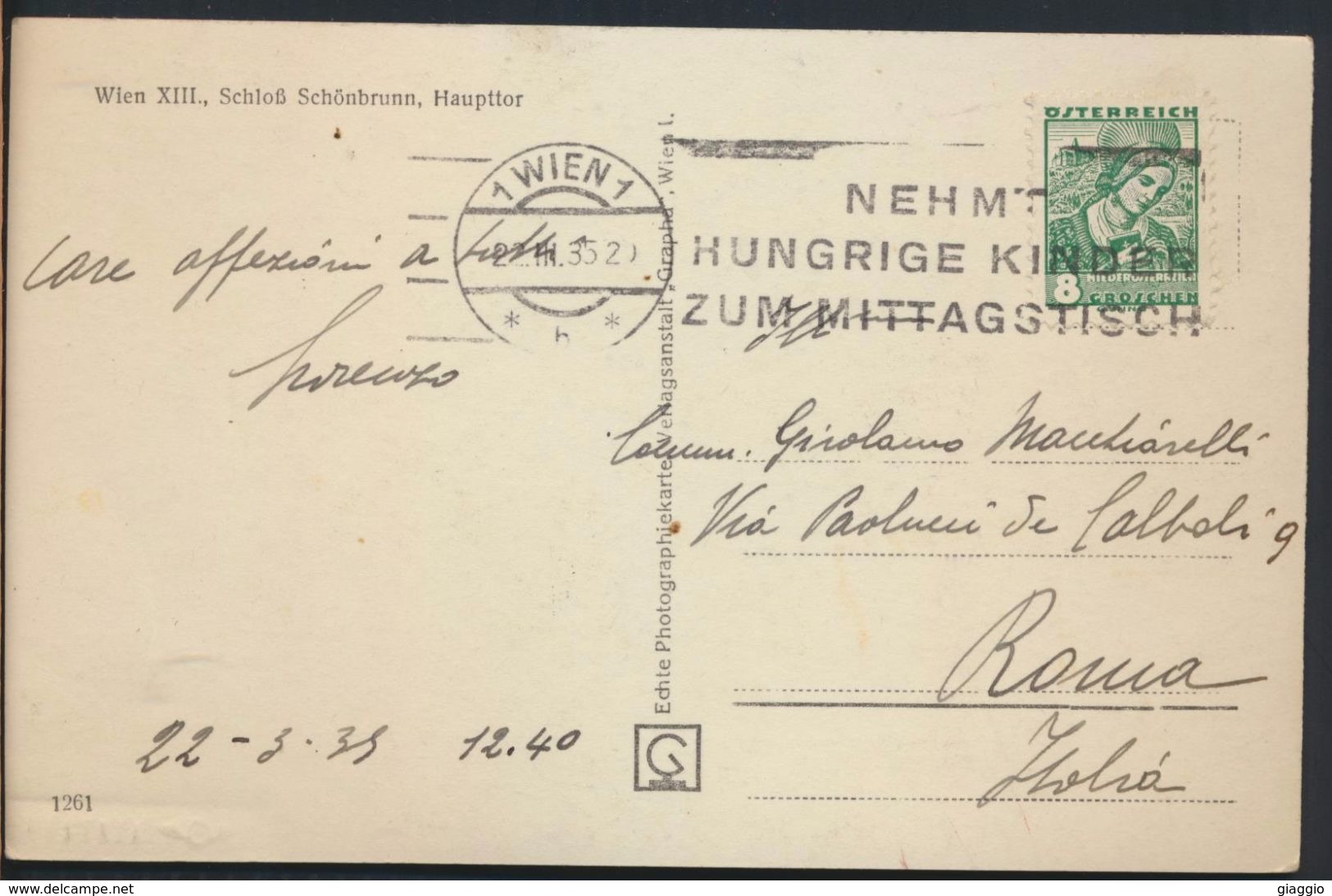 °°° 6322 - AUSTRIA - WIEN - SCHLOSS SCHONBRUNN HAUPTTOR - 1935 With Stamps °°° - Château De Schönbrunn