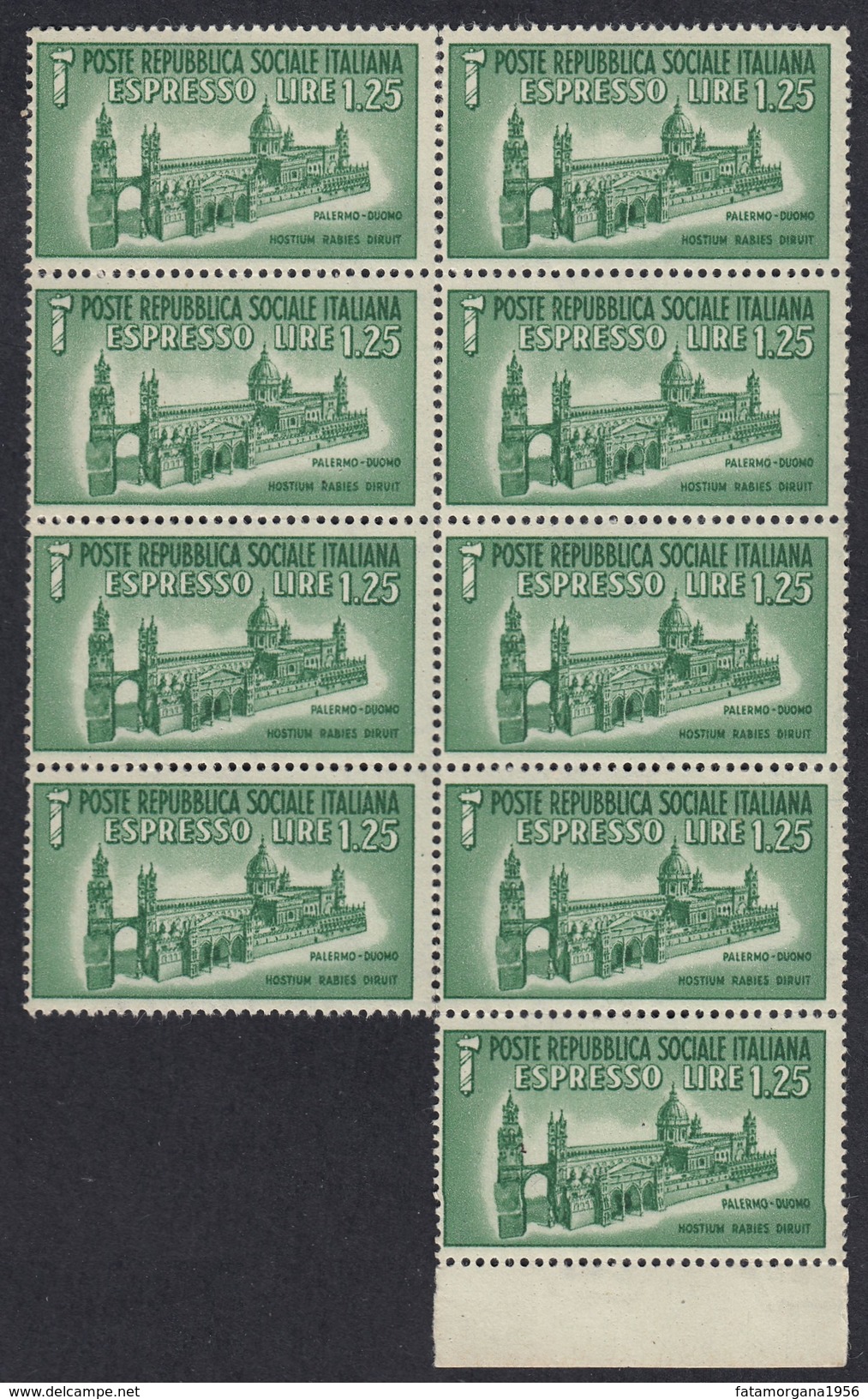 ITALIA - ITALY - Repubblica Sociale - 1944 - Lotto 9 Valori Unificato E23, Nuovi MNH, Uniti. - Posta Espresso