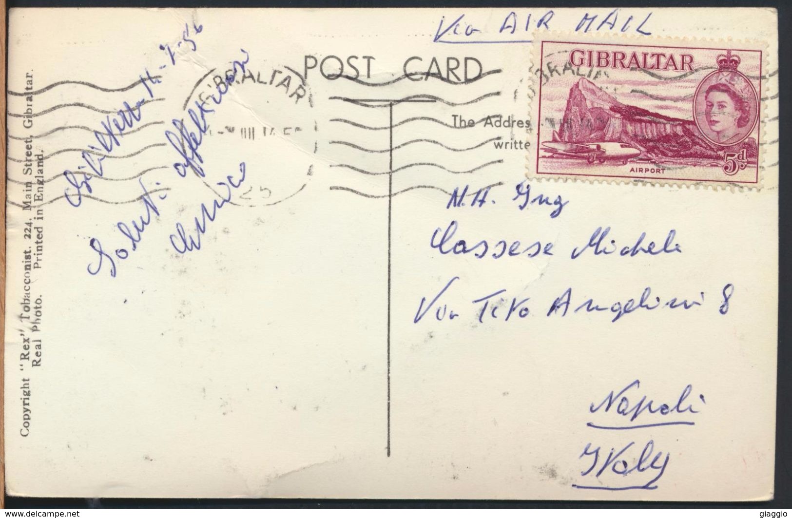 °°° 6339 - GIBRALTAR - THE ROCK FROM THE STRAITS - 1956 With Stamps °°° - Gibilterra
