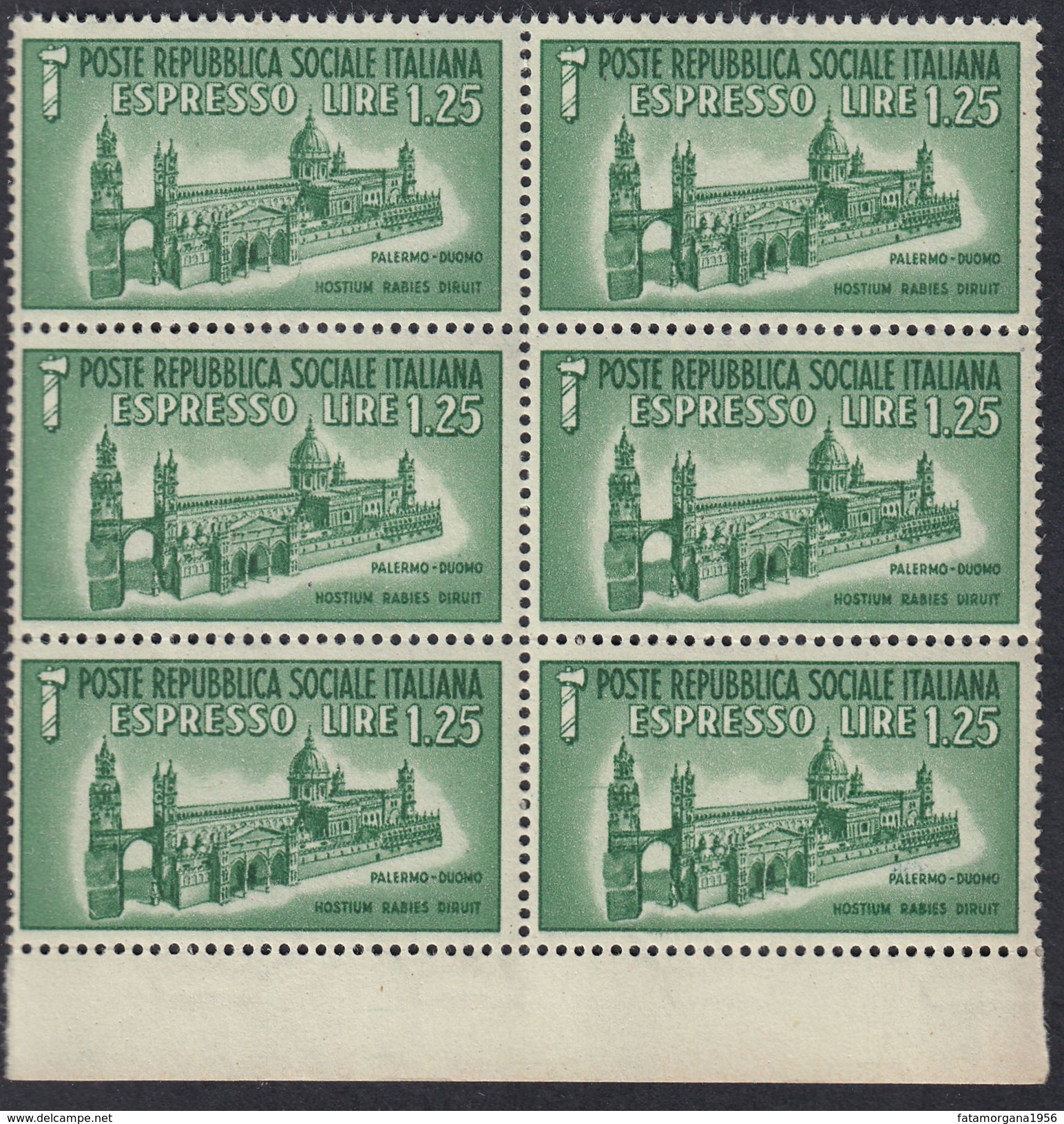 ITALIA - ITALY - Repubblica Sociale - 1944 - Lotto 6 Valori Unificato E23, Nuovi MNH, Uniti. - Exprespost