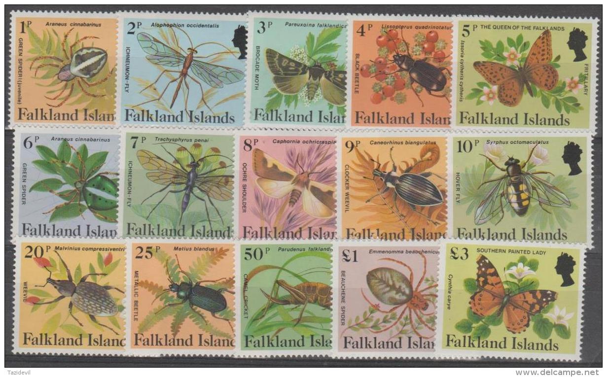 FALKLAND ISLANDS - 1984 Insects, Butterflies. Scott 387-401. MNH ** - Falkland