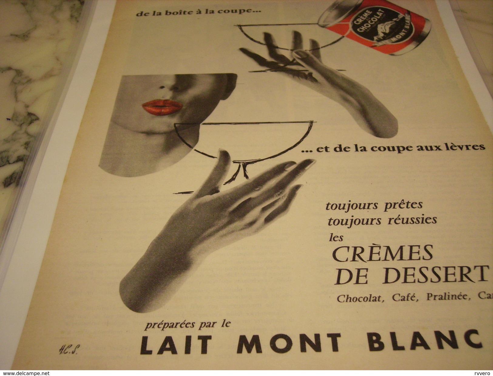 ANCIENNE PUBLICITE CREMES DE DESSERT  LAIT MONT BLANC 1956 - Affiches