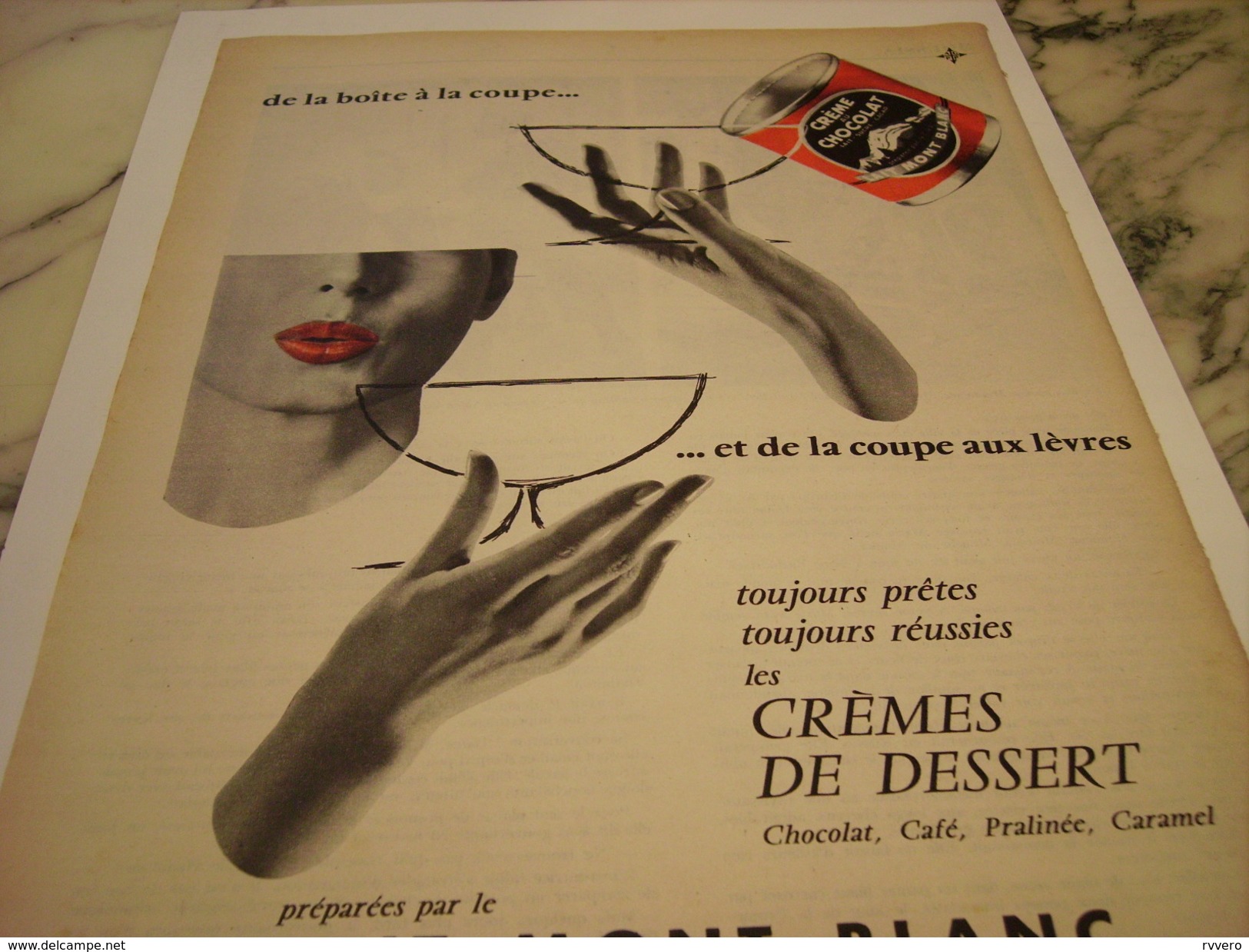 ANCIENNE PUBLICITE CREMES DE DESSERT  LAIT MONT BLANC 1956 - Affiches