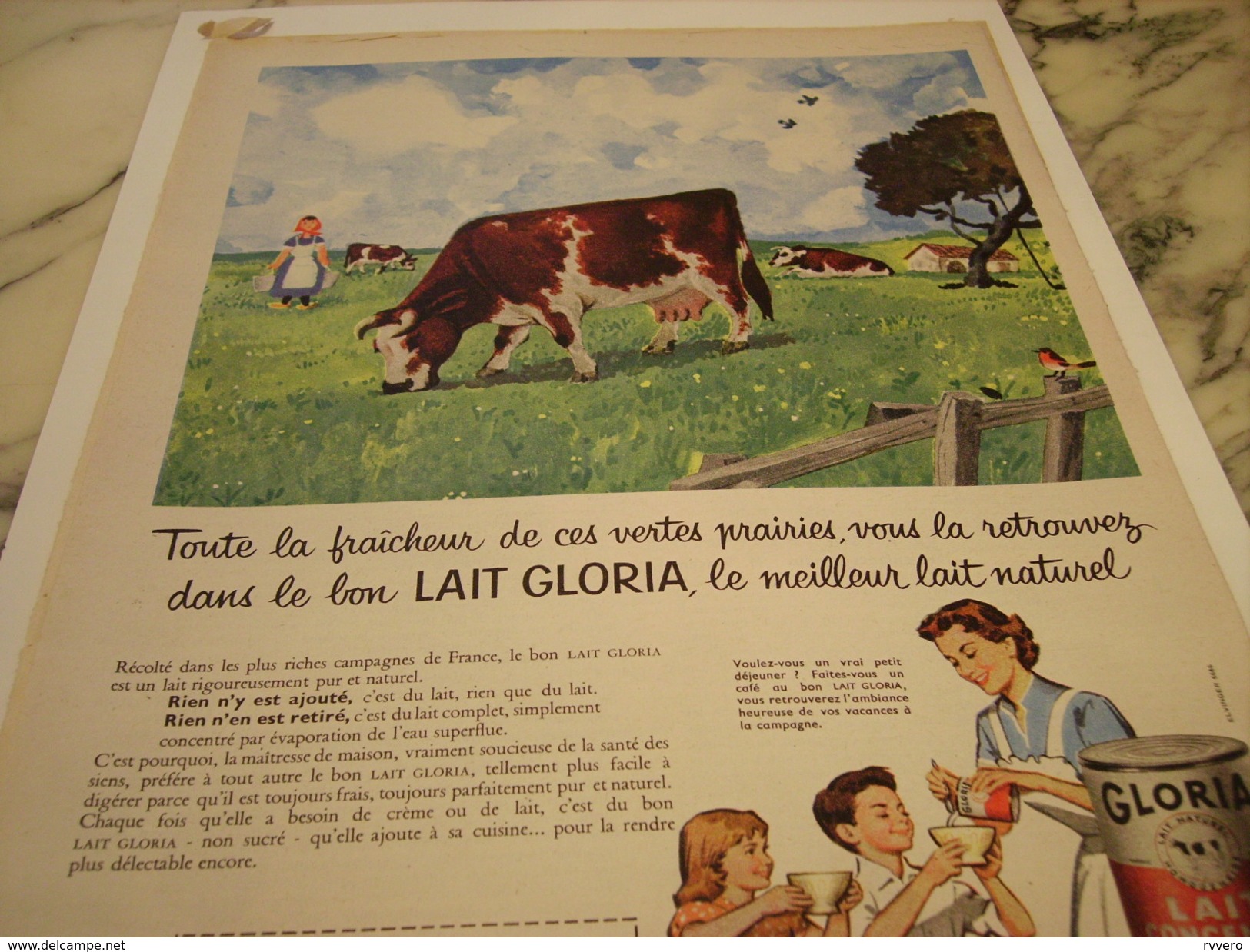 ANCIENNE   PUBLICITE  LAIT CONCENTRE GLORIA 1958 - Posters