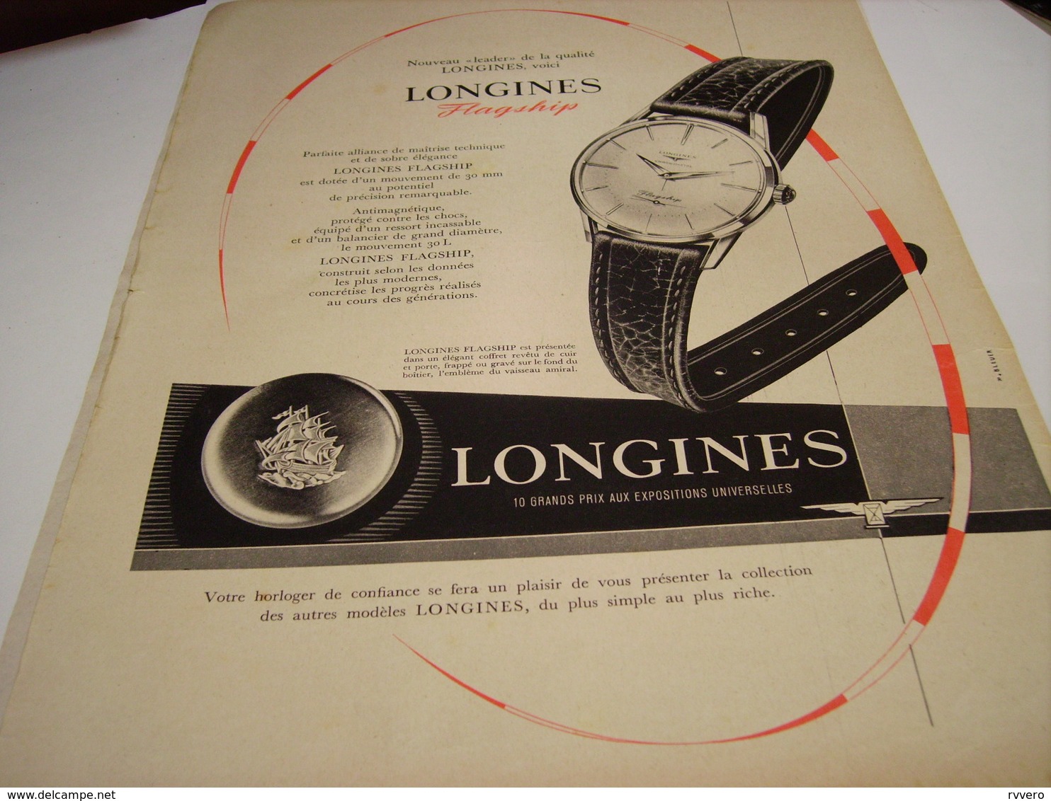 ANCIENNE AFFICHE PUBLICITE MONTRE LONGINES FLAGSHIP 1958 - Autres & Non Classés