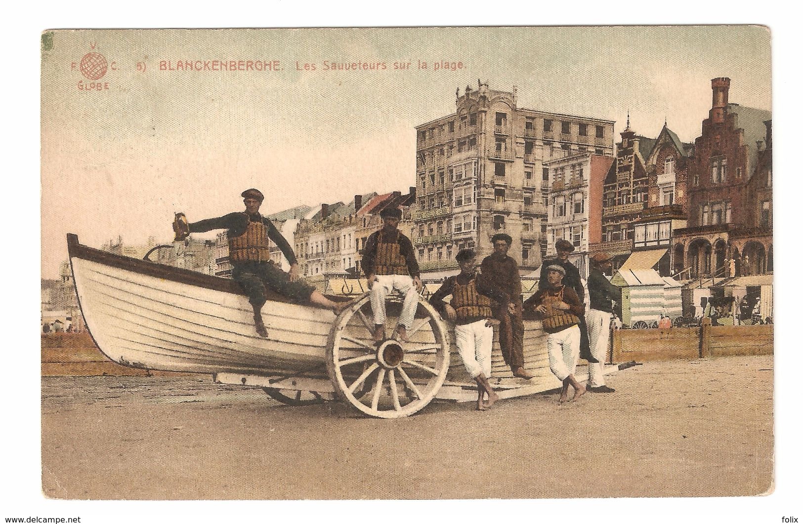 Blankenberge - Les Sauveteurs Sur La Plage / Redders - Geanimeerd - Uitgave Globe American Photo-color - Blankenberge