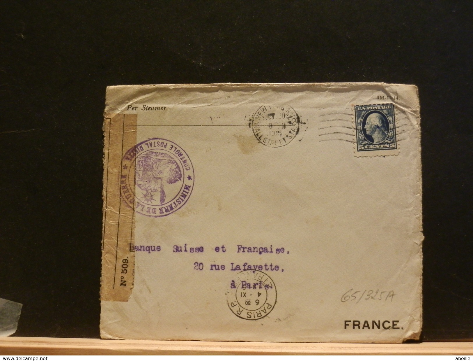 65/325A   LETTER TO PARIS 1915 FR. CENSOR - Lettres & Documents