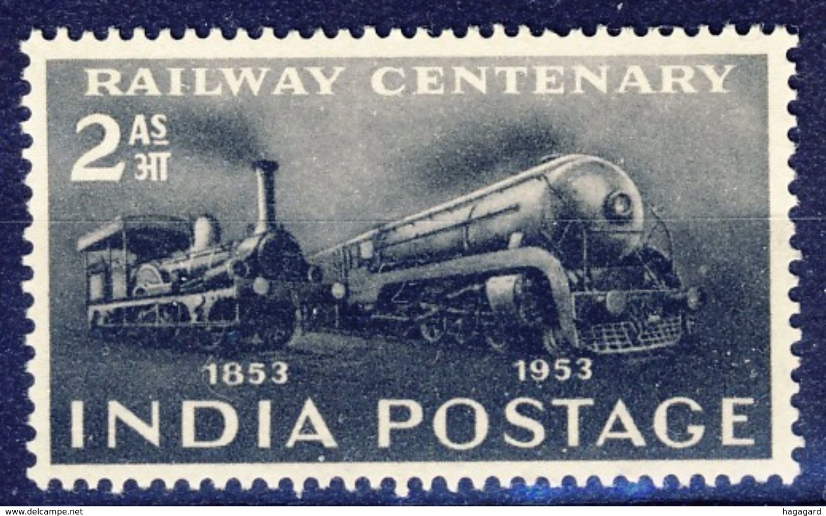 +India 1953. Railway. Locomotives. Michel 227. MNH(**) - Unused Stamps