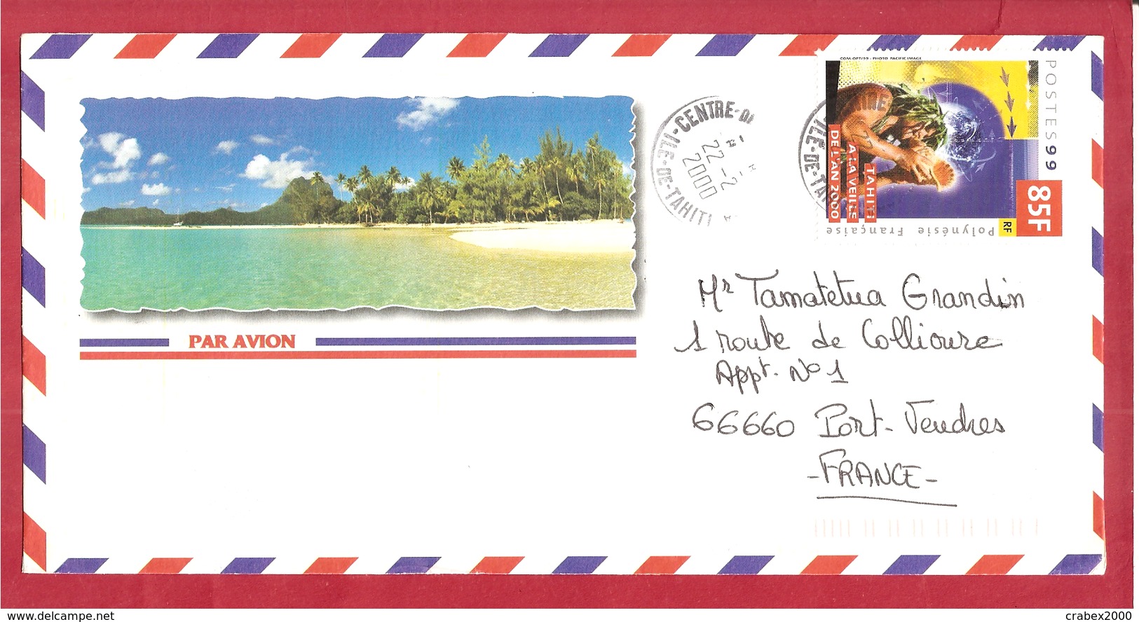 Y&T N°608 TAHITI    Vers FRANCE 2000 - Lettres & Documents