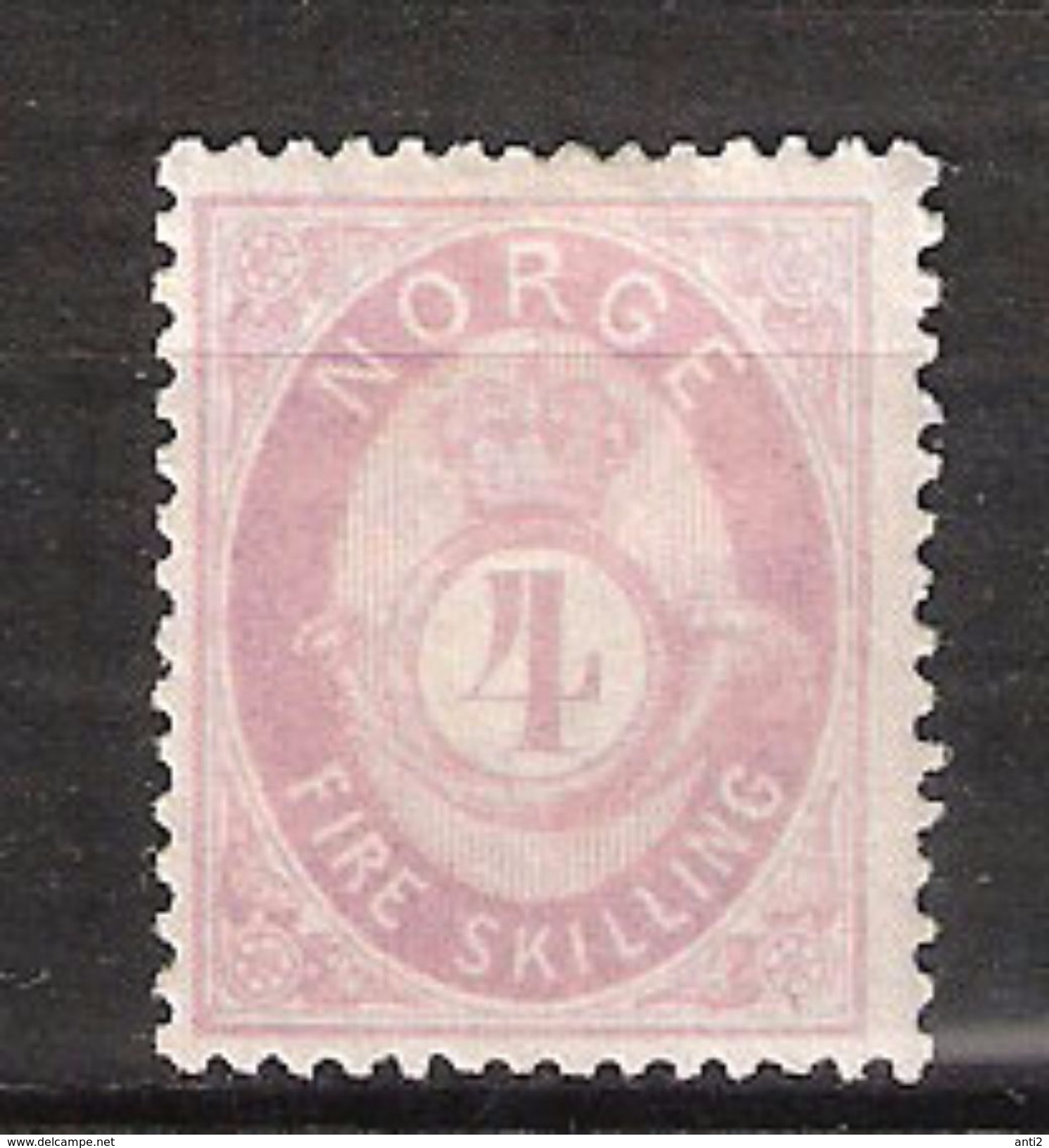 Norway 1872 Posthorn 4 Shilling Mi 19 A?  MH(*) - Ongebruikt