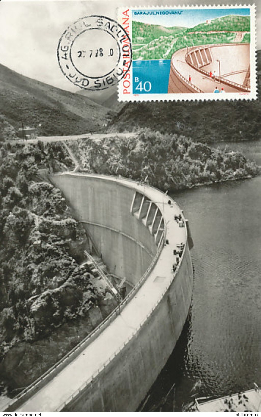 D31096 CARTE MAXIMUM CARD 1978 ROMANIA - BARRAGE DAM WATER ENERGY BARAJUL NEGOVANU CP ORIGINAL - Eau