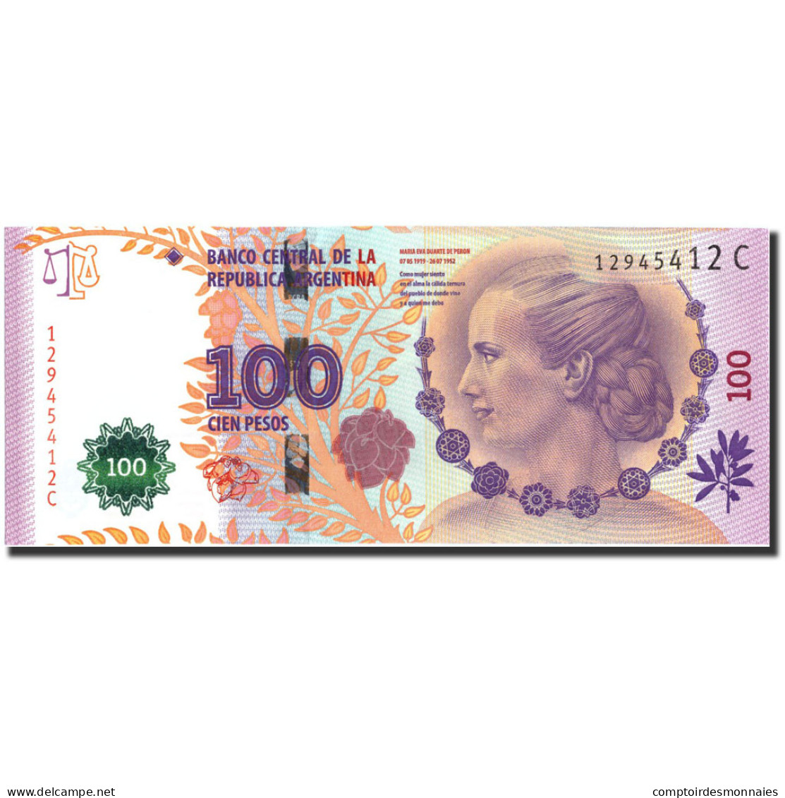 Billet, Argentine, 100 Pesos, Undated (2012), Undated, KM:358b, SPL+ - Argentine