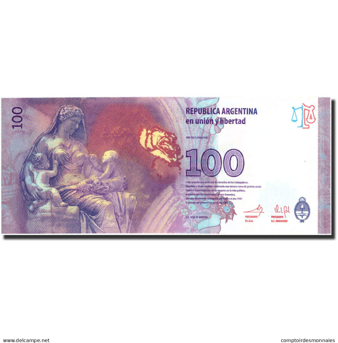 Billet, Argentine, 100 Pesos, Undated (2012), Undated, KM:358b, SPL+ - Argentine