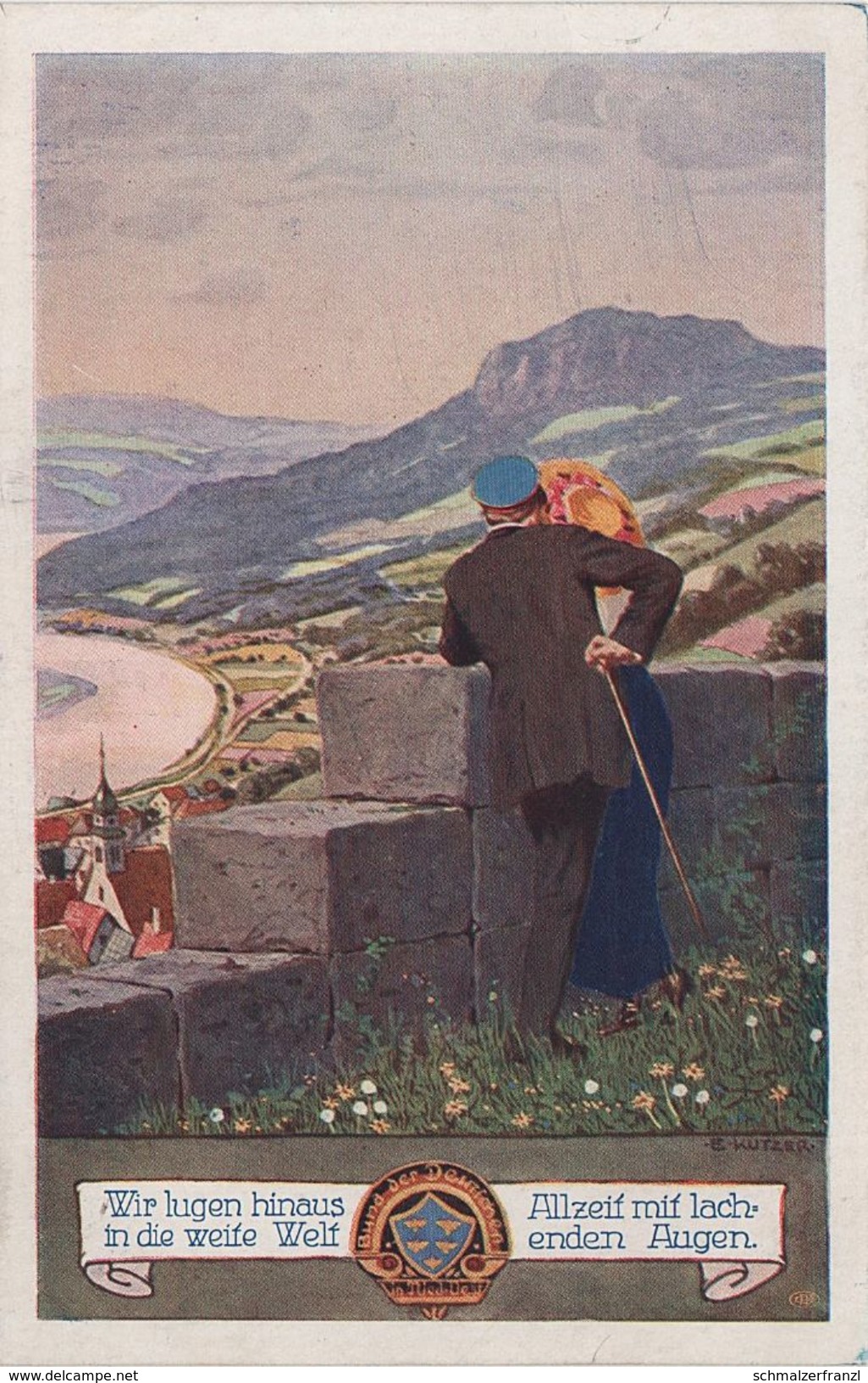 Künstlerkarte AK Wir Lugen Hinaus In Die Weite Welt Donau Bund Der Deutschen In Niederösterreich NÖ Nr. 92 Ernst Kutzer - 1900-1949