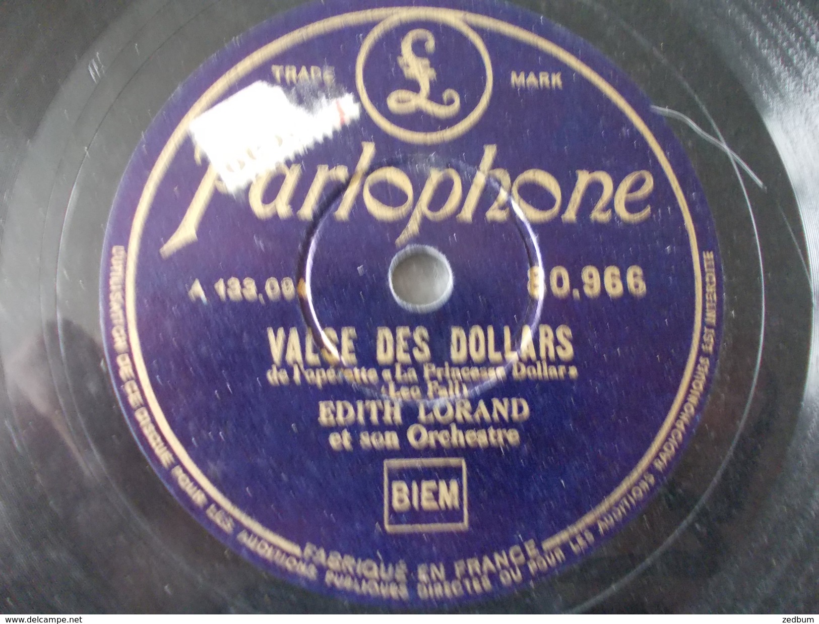 78T - Valse Des Dollars Et Valse De L'opérette La Veuve Joyeuse Par Edith Lorand - 78 Rpm - Gramophone Records