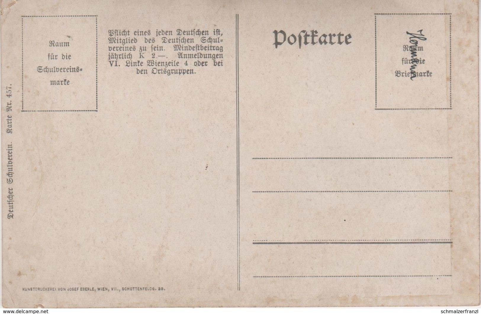 Künstlerkarte AK Deutscher Schulverein Nr. 457 Spruch Vers Lied Gedicht So Leb Denn Wohl Du Stilles Haus Riesengebirge ? - 1900-1949