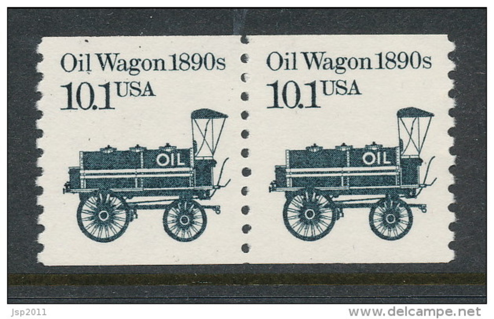 USA 1985 Scott # 2130. Transportation Issue: Oil Wagon 1980s, Pair, MNH (**). - Ruedecillas