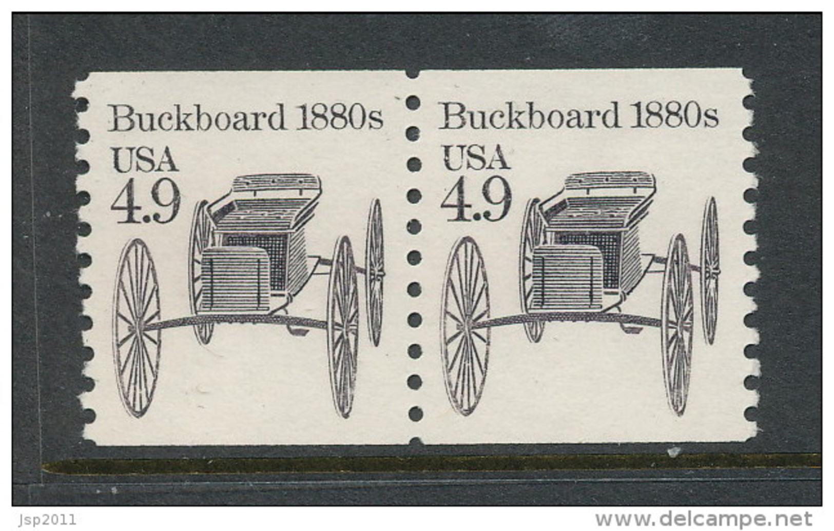 USA 1985 Scott # 2124. Transportation Issue: Buckboard 1880s, Pair MNH (**). - Roulettes