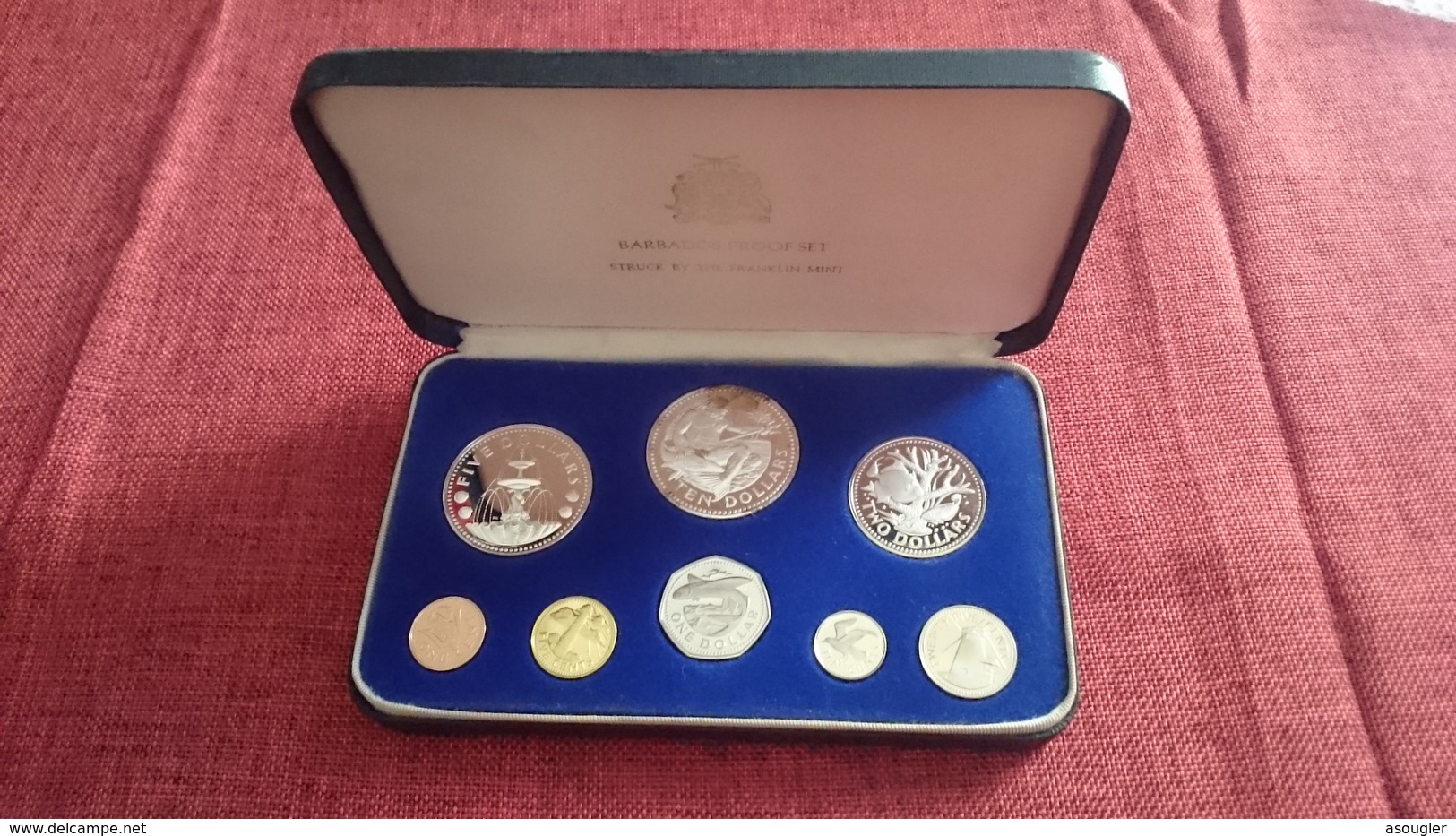 BARBADOS SILVER PROOF SET DOLLARS 1974 - Barbados