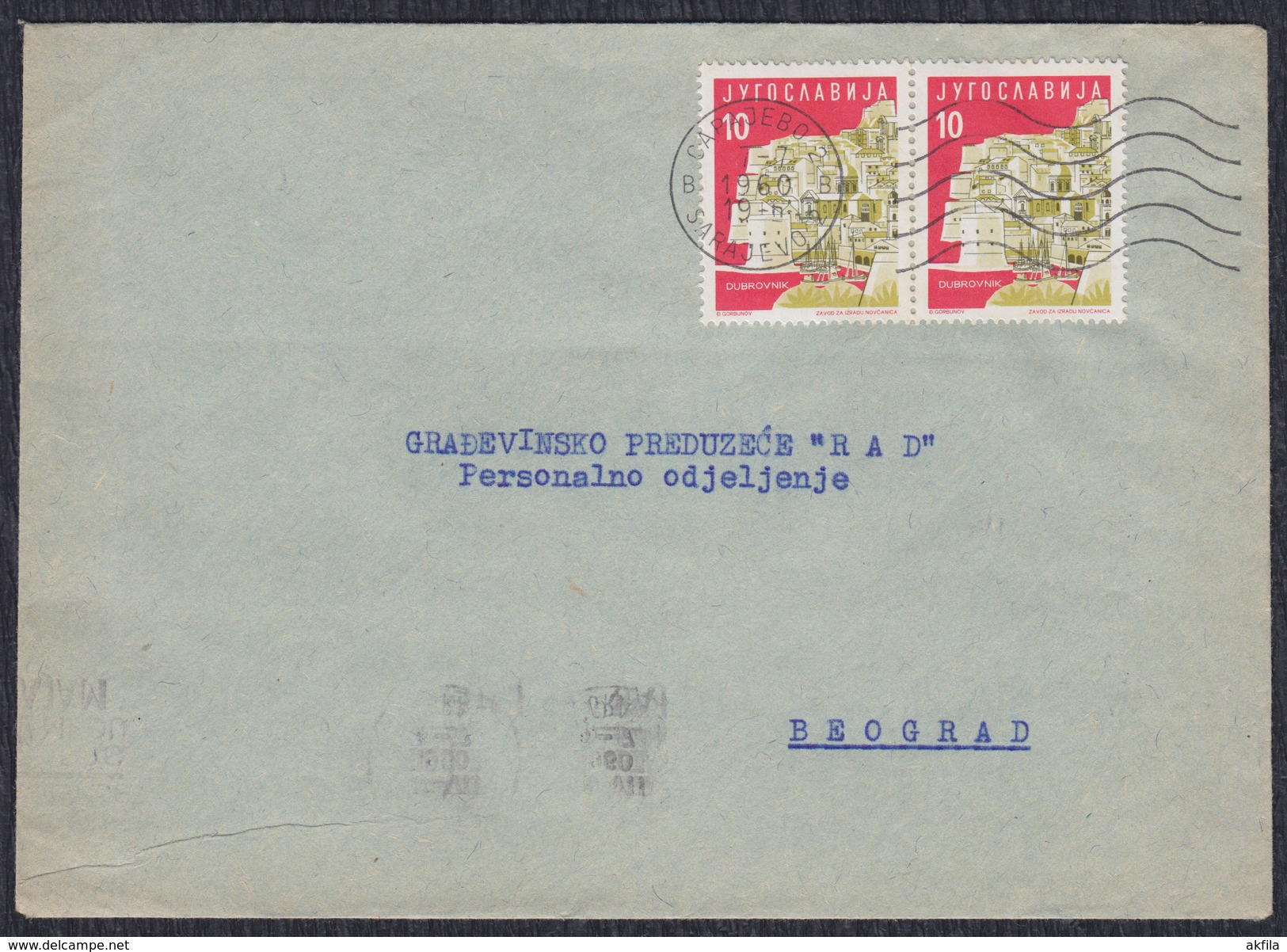 Yugoslavia Croatia 1960 Dubrovnik, Letter Sent From Sarajevo To Beograd - Lettres & Documents