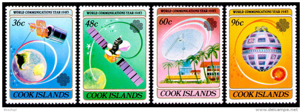 Cook Islands, 1983, World Communication Year, ITU, United Nations, Satellites, MNH, Michel 927-930 - Islas Cook