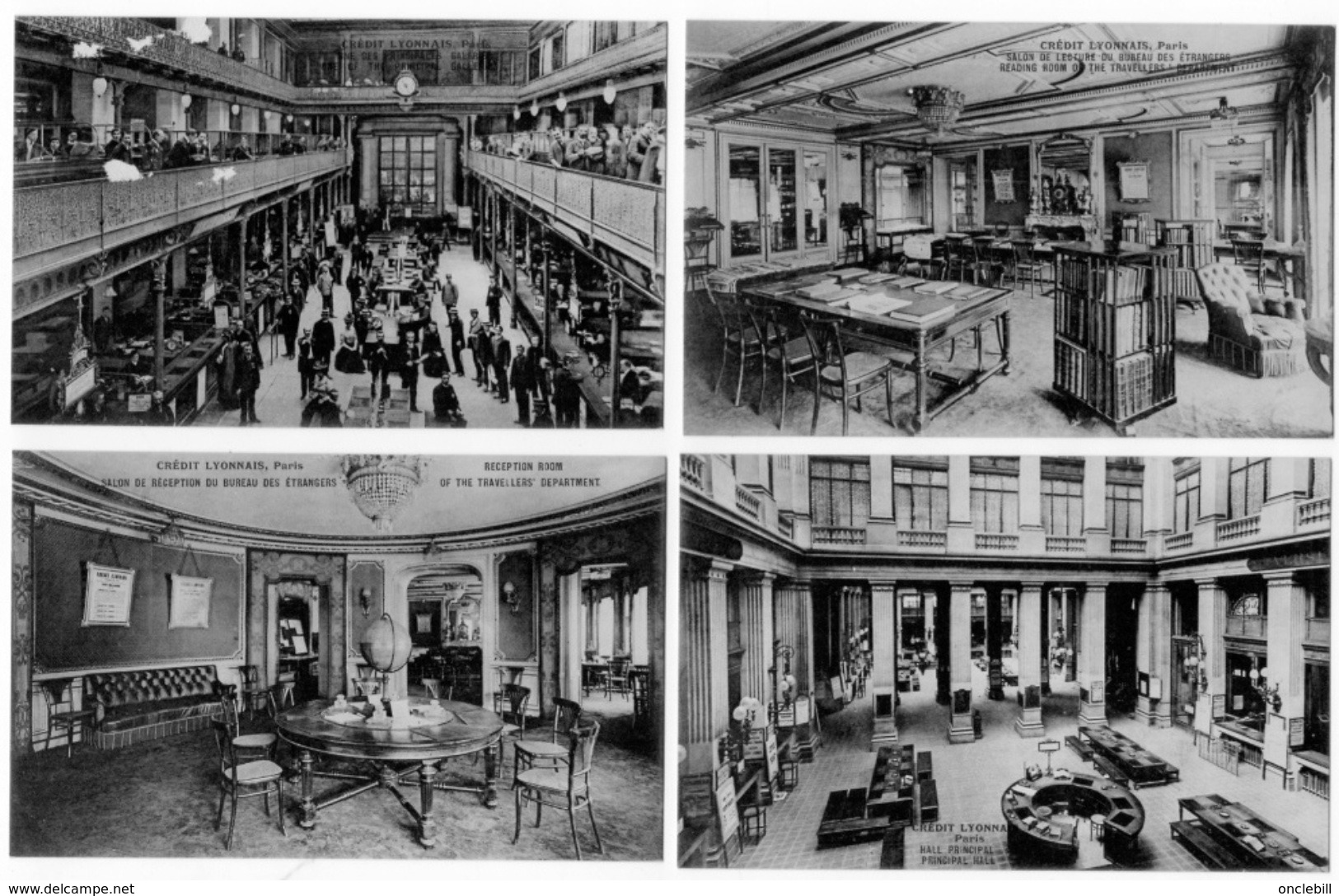 Banque Crédit Lyonnais Paris Intérieur Lot 7 Cartes Anciennes 1910 état Superbe - Autres Monuments, édifices