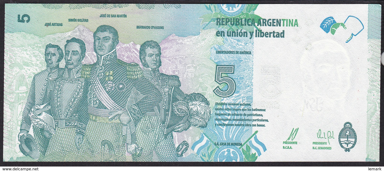 Argentina 5 Pesos 2015 P359 UNC - Argentine