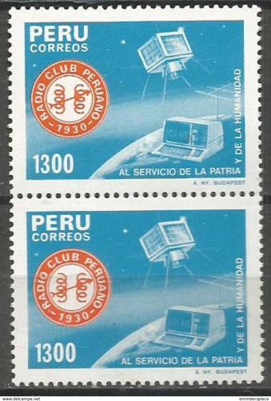 Peru - 1985 Radio Club 1300s Pair MNH **      Sc 860 - Peru