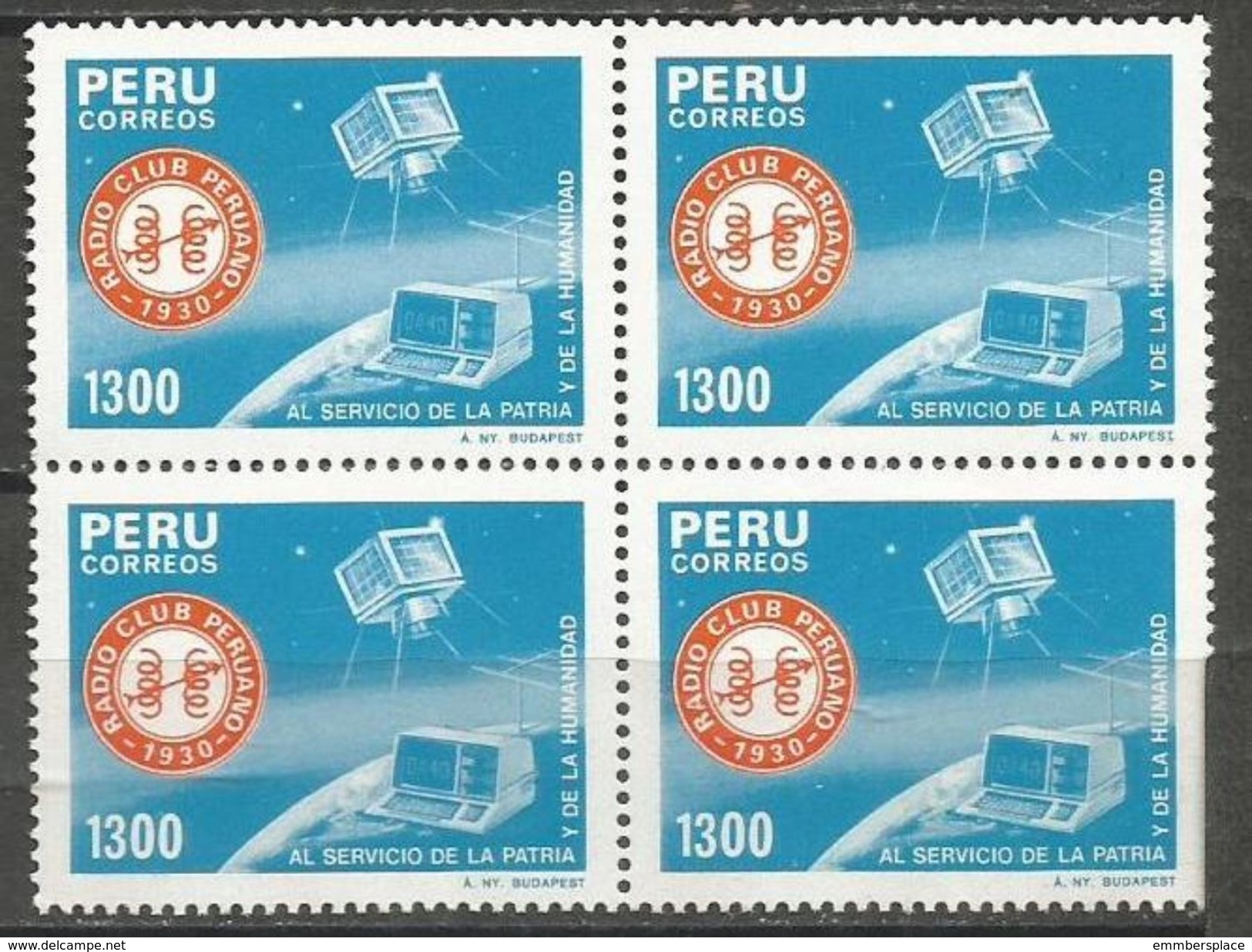 Peru - 1985 Radio Club 1300s Block Of 4 MNH **      Sc 860 - Peru