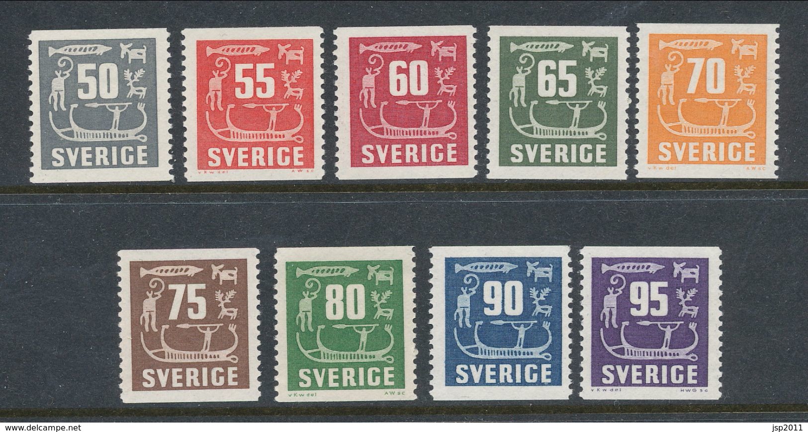Sweden 1954-1964 Facit # 458-466. Rock Carvings,  Set Of 9, MNH (**) - Nuovi