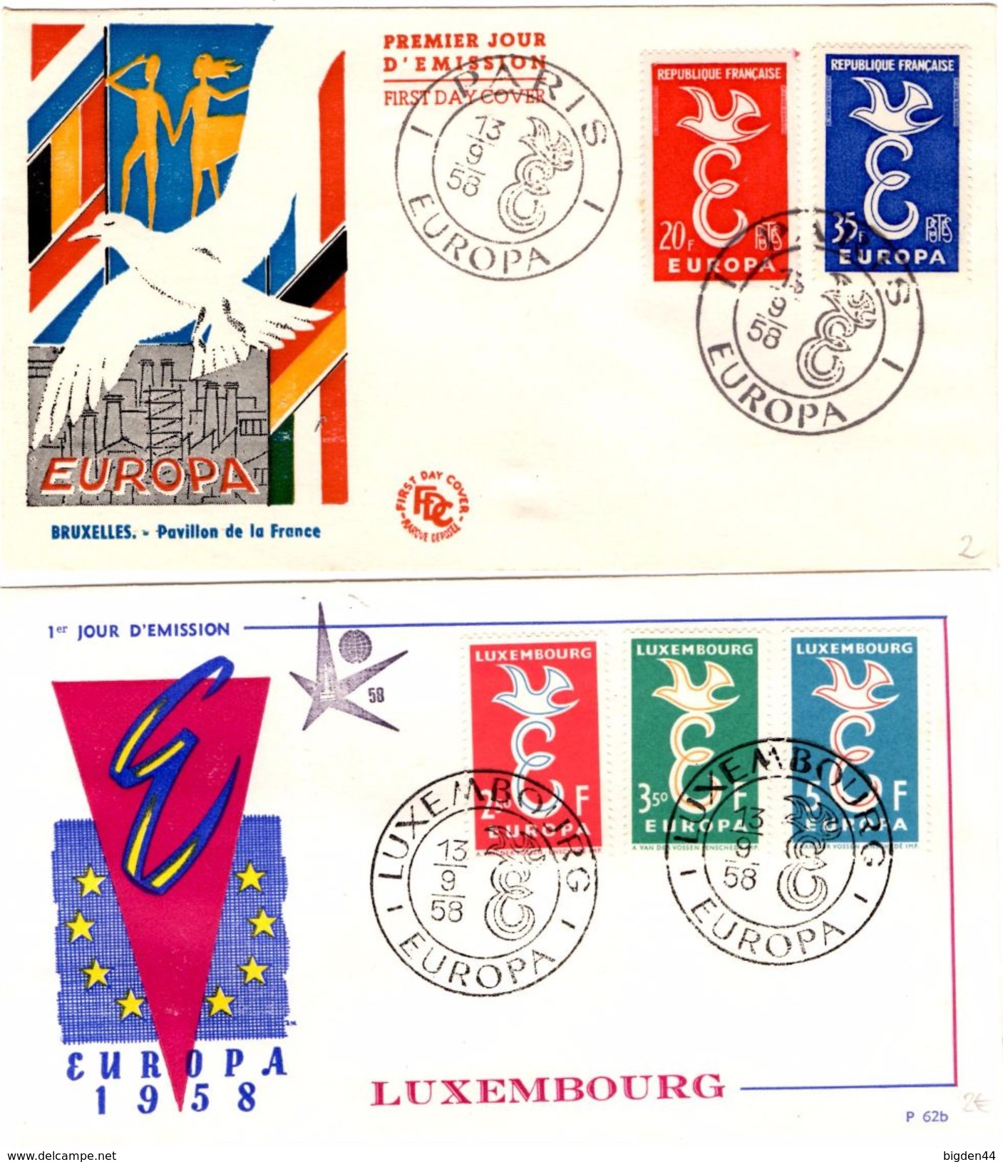 Set Of 8 FDC_EUROPA_1958_CEPT_different Countries - 1958