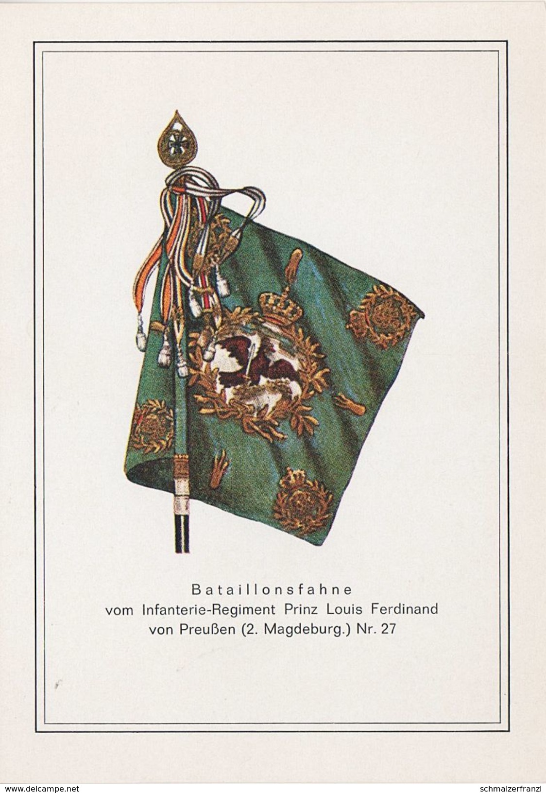 AK Bataillonsfahne Infanterie Regiment Prinz Louis Ferdinand Preußen 2. Magdeburg Nr. 27 Halberstadt Militär Militaria - Regimente