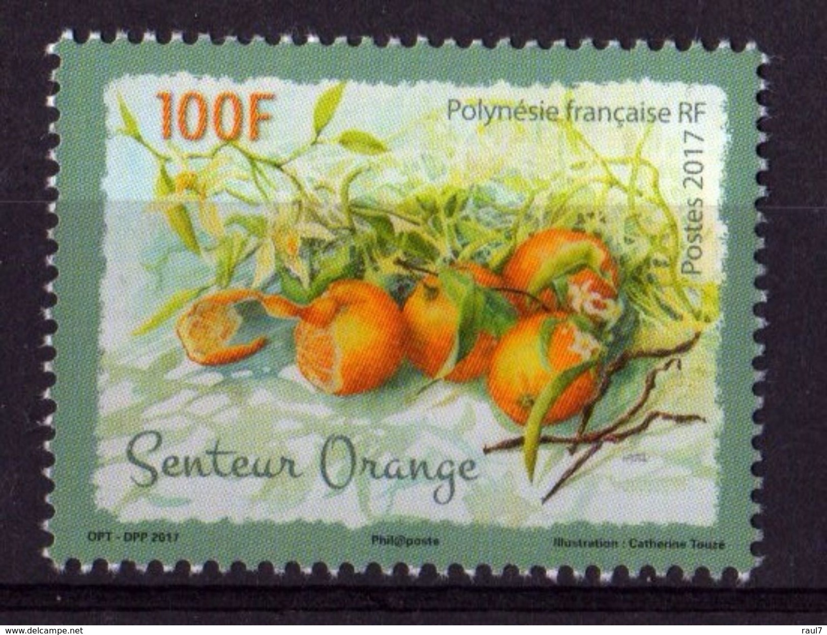 Polynésie Française 2017 - Fruits, Oranges, Timbre Senteur Orange - 1 Val Neufs // Mnh - Neufs