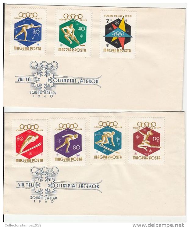 65066- SQUAW VALLEY'60 WINTER OLYMPIC GAMES, SKIINH, ICE HOCKEY, SKATING, SPECIAL COVER, 2X, 1960, HUNGARY - Winter 1960: Squaw Valley