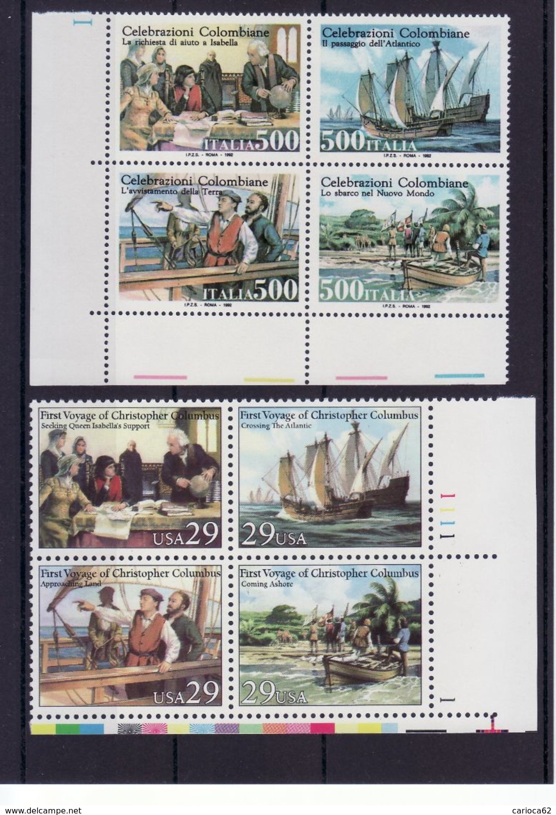 1992 - BLOCCO " CELEBRAZIONI COLUMBIANE ITALIA E STATI UNITI " NUOVI MNH** VEDI++++ - 1991-00:  Nuovi