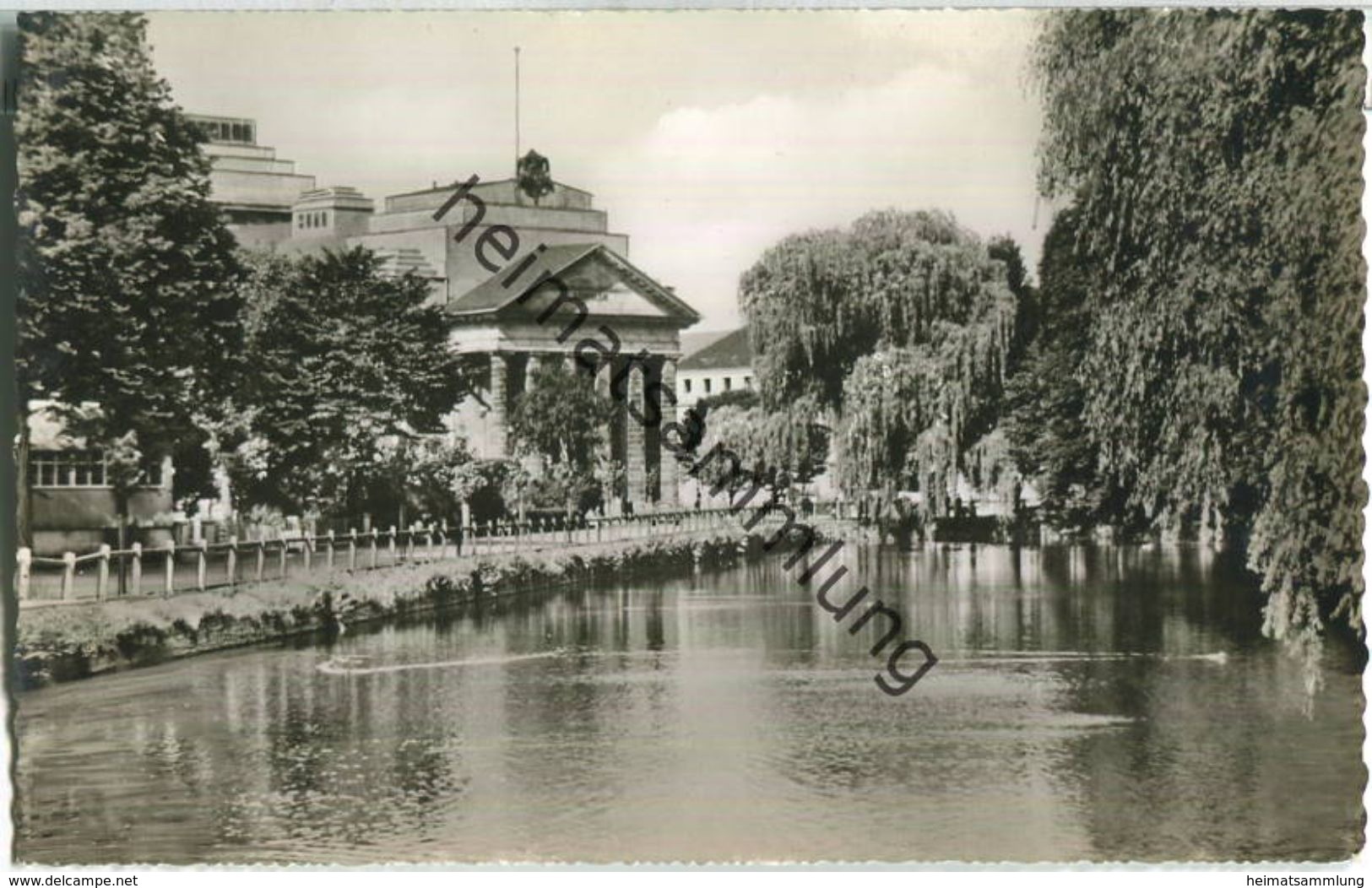 Detmold - Landestheater - Burggraben - Foto-Ansichtskarte - Detmold