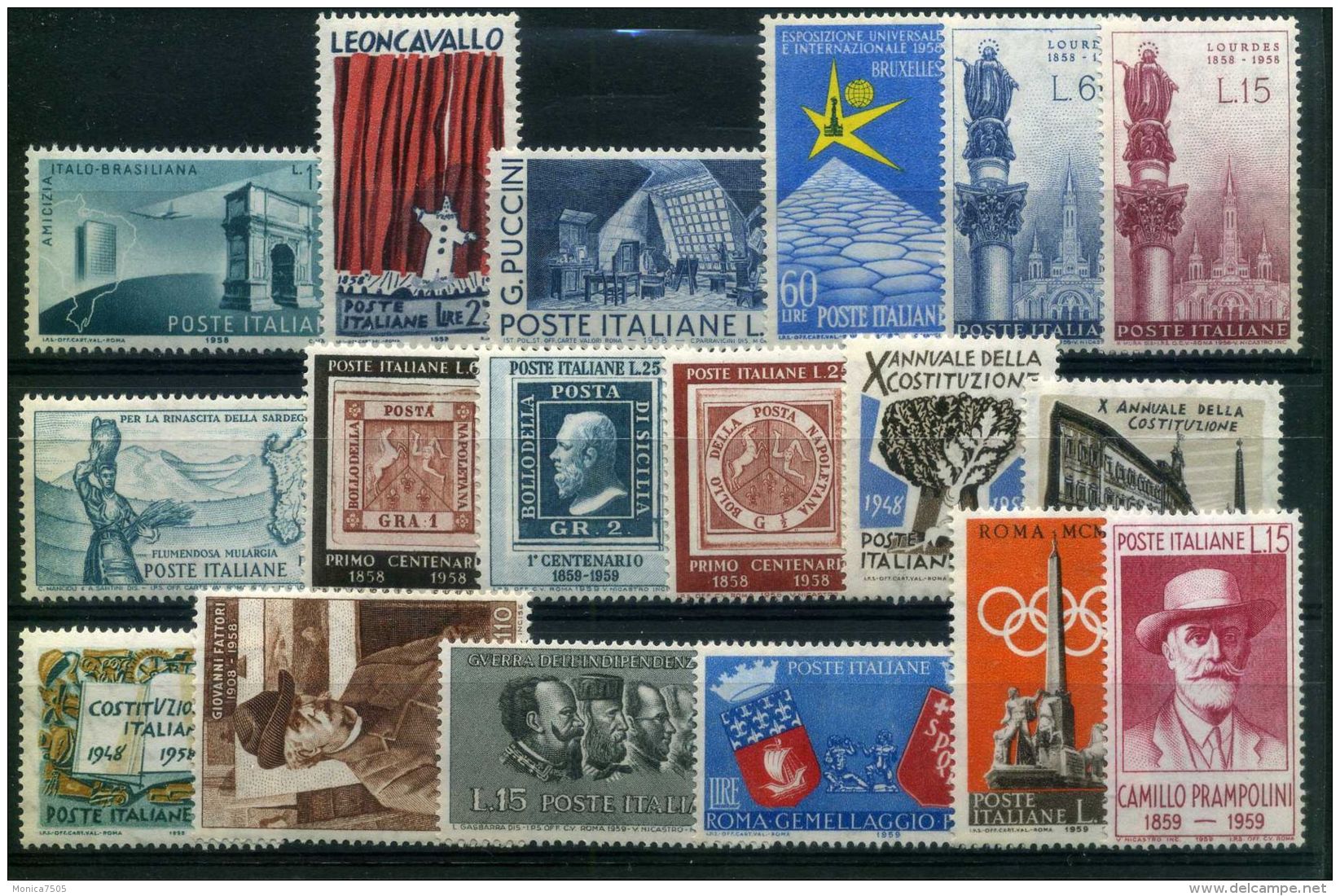 ITALIE ( LOT ) : LOT  DE  TIMBRES  NEUFS  SANS  TRACE  DE  CHARNIERE , GOMME  BICOLORE , A  VOIR . - Collections