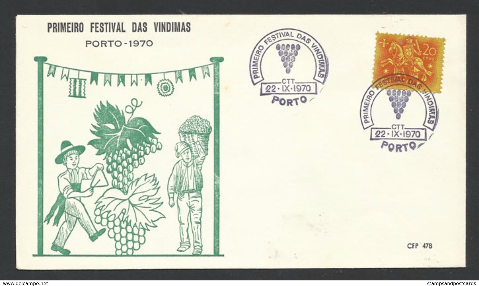 Portugal Cachet Commémoratif Festival Du Vin Porto 1970 Event Postmark Wine Festival - Wein & Alkohol