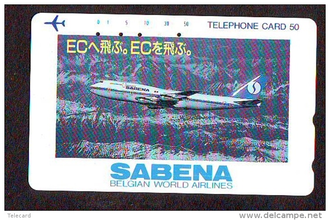 Télécarte  JAPON * 110-011  * SABENA  (2280) * Phonecard JAPAN * Airplane * Flugzeug AVION * AIRLINE - Avions