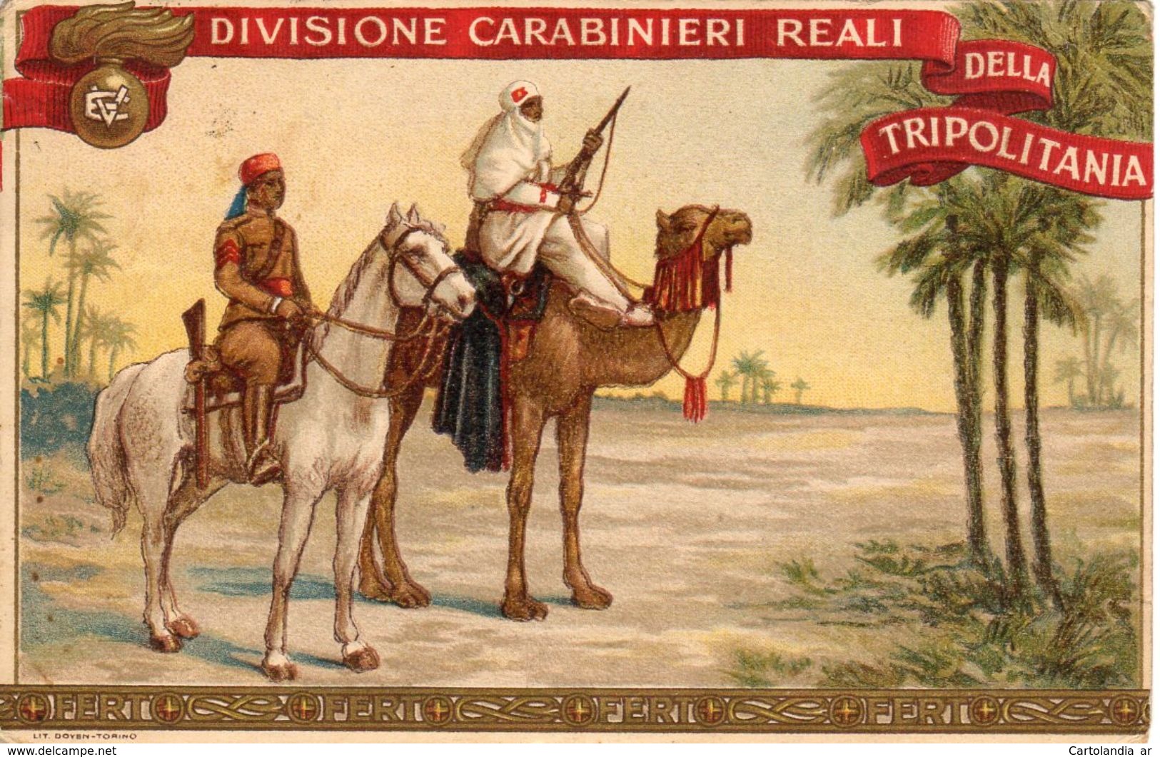 CARTOLINA D'EPOCA: DIVISIONE CARABINIERI REALI DELLA TRIPOLITANIA - ID-70.CC.V - Regimientos