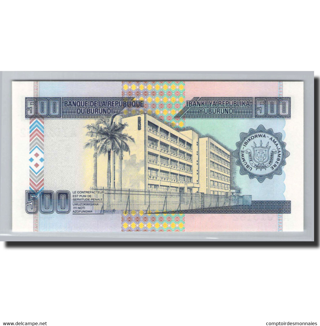Billet, Burundi, 500 Francs, 2009, 2009-05-01, KM:45a, NEUF - Burundi