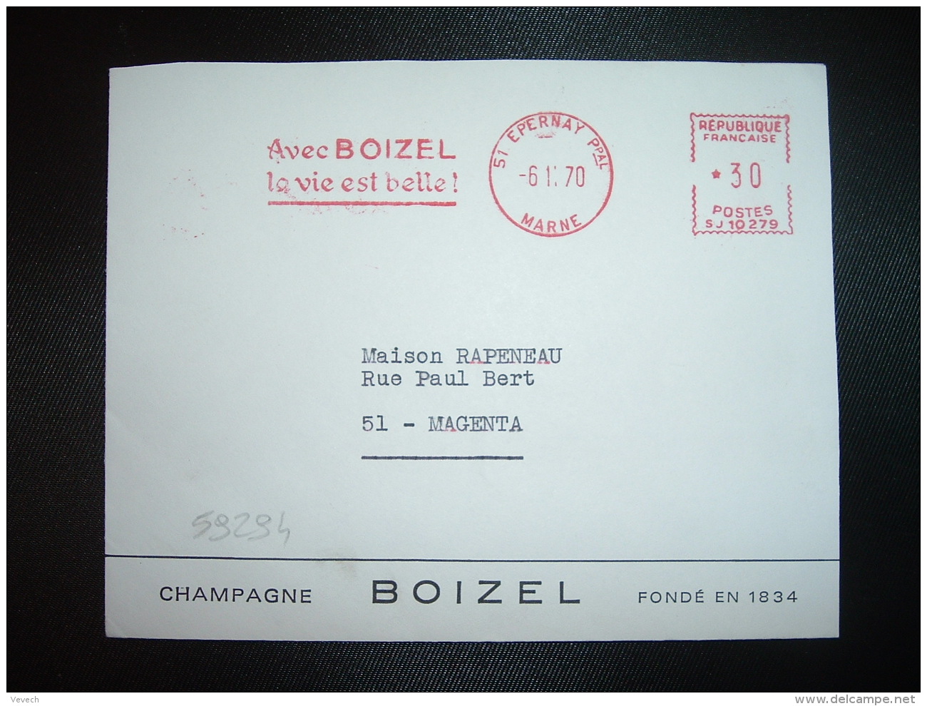 LETTRE EMA SJ 10279 à 30 Du 6 11 70 EPERNAY PPAL (51 MARNE) Avec BOIZEL La Ville Est Belle! + CHAMPAGNE BOIZEL - Wein & Alkohol