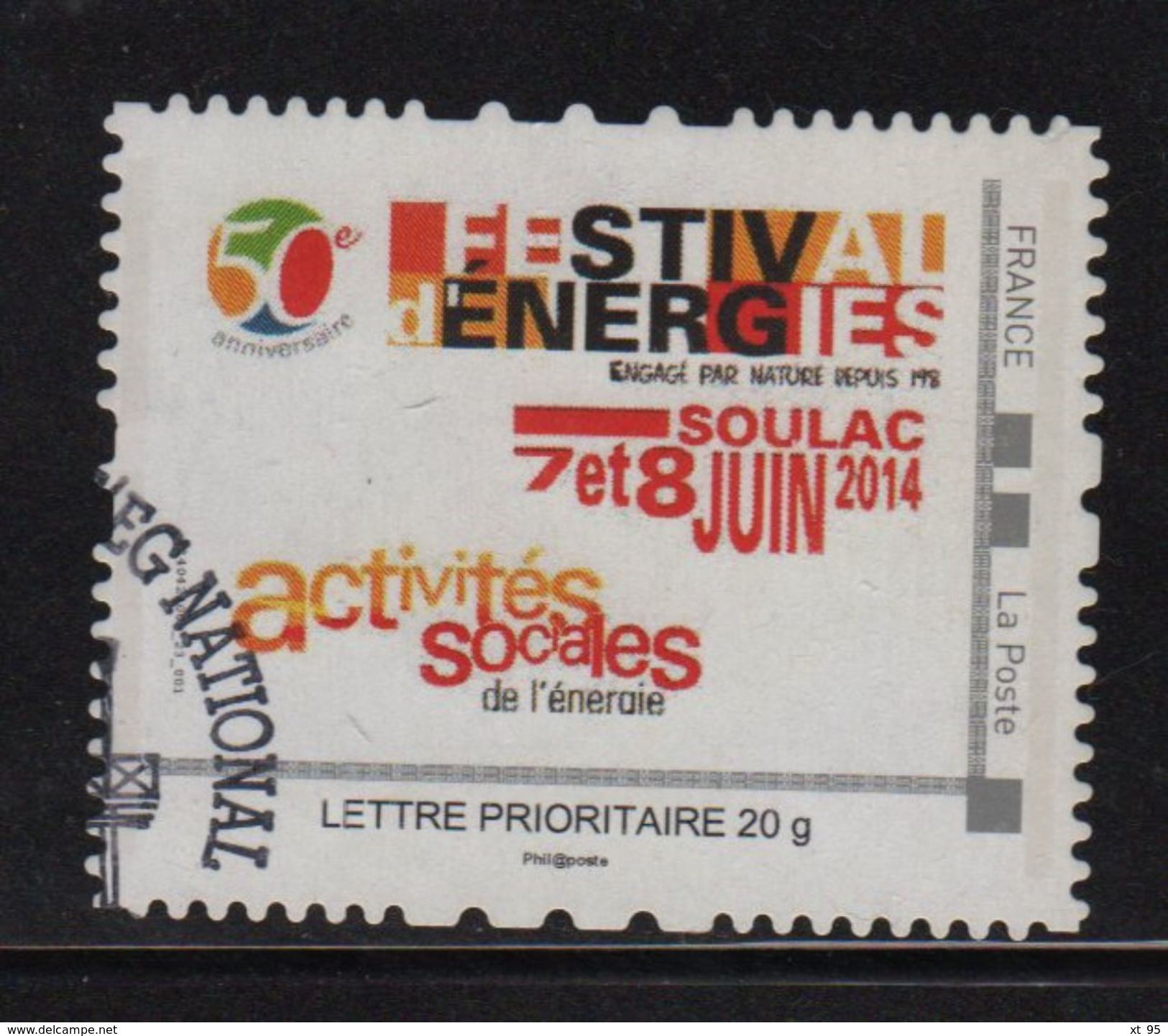 Timbre Personnalise Oblitere - Lettre Prioritaire 20g - Festival D Energies - Soulac 2014 - Other & Unclassified