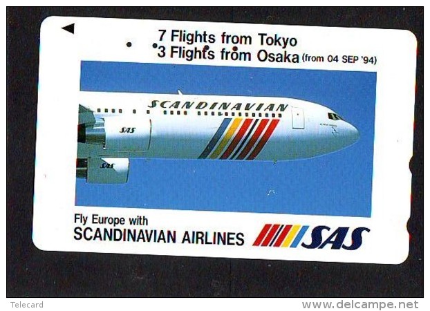 Télécarte  JAPON * 110-011 * SCANDINAVIAN AIRLINES * SAS  (2289) * Phonecard JAPAN * Airplane * Flugzeug AVION * AIRLINE - Avions