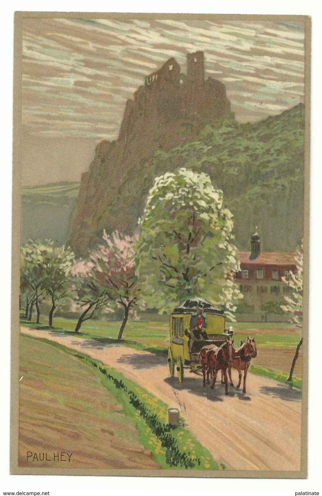 Postkutsche Unter Burg Signiert Paul Hey 1907 Verlag Meissner & Buch - Hey, Paul