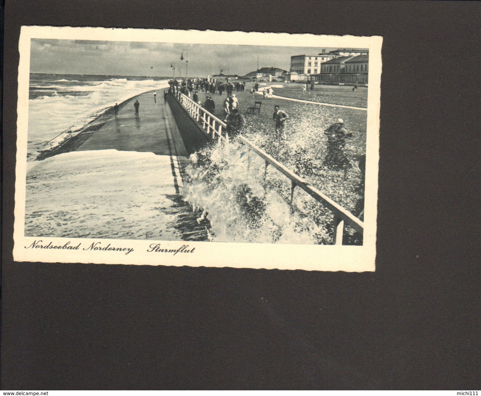 Ansichtskarte V.Nordseebad Norderney Sturmflut  Abgestempelt 1951 Mit Bauten 10 Pfg.Briefmarke U.Notopfermarke - Norderney