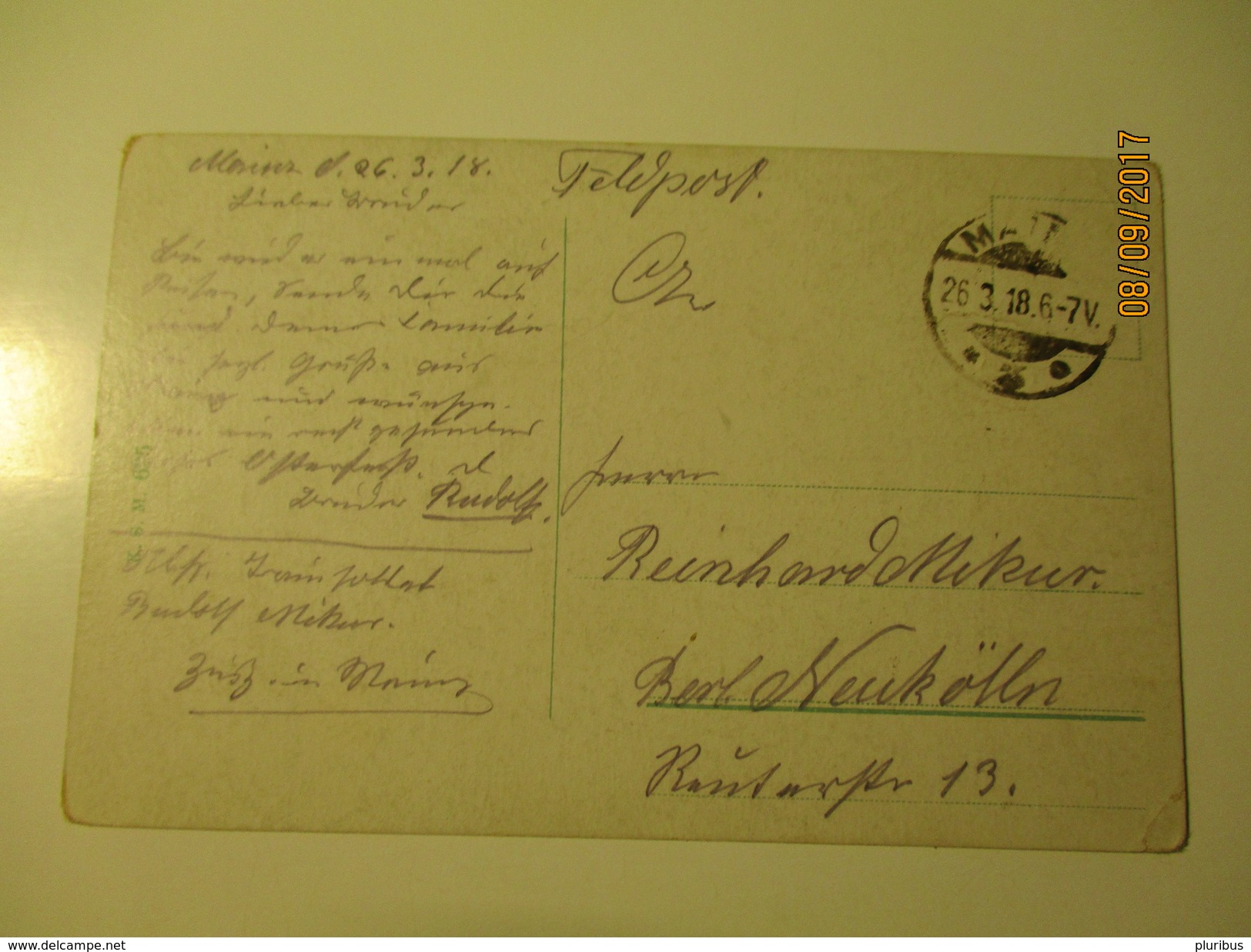 GERMANY FELDPOST  1918  MAINZ KURFÜRSTLICHES SCHLOSS   , OLD POSTCARD , KO - Otros & Sin Clasificación