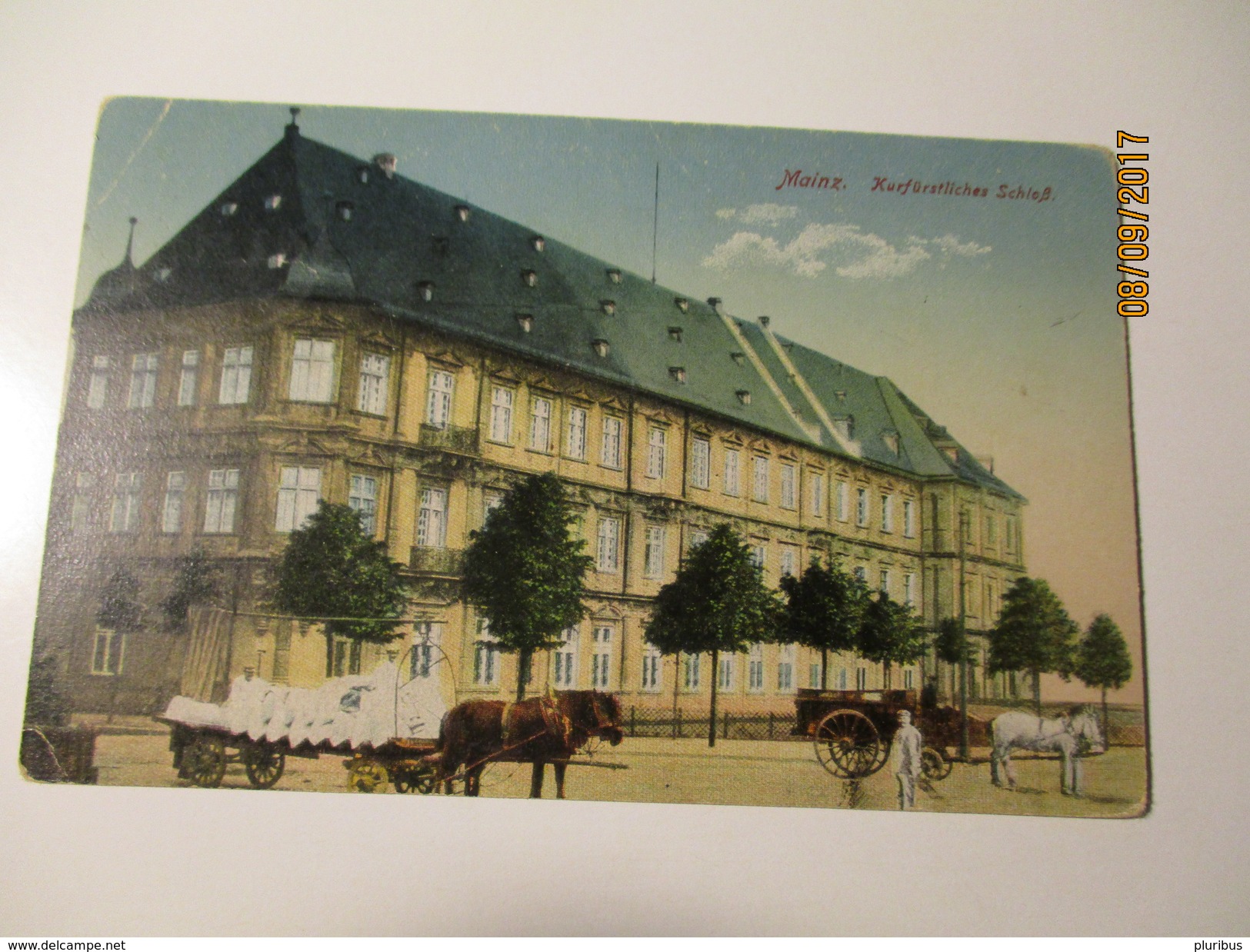 GERMANY FELDPOST  1918  MAINZ KURFÜRSTLICHES SCHLOSS   , OLD POSTCARD , KO - Sonstige & Ohne Zuordnung