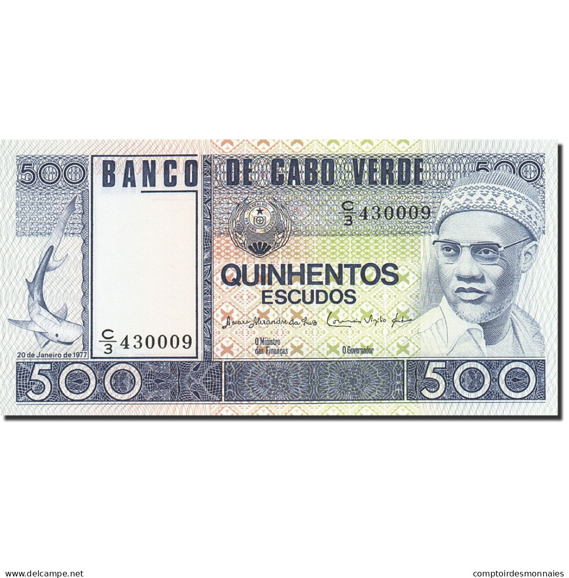 Billet, Cape Verde, 500 Escudos, 1977, 1977-01-20, KM:55a, NEUF - Kaapverdische Eilanden